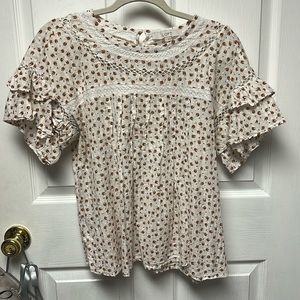 Loft top with puffy sleeves